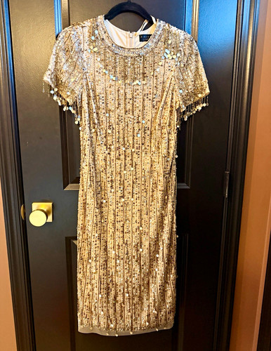 Adrianna papell gold - adrianna, beaded
