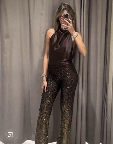 Zara women gold sequin - zara, women's